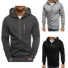 Mens Hoodies Sweatshirts Sweater Cardigan Hooded Jacked Zipper Pocket Jacquard Sports Fitness Outdoor Leisure Running Solid Color Sportswear 231114