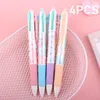 4pcs Multicolor Ballpoint Pens 4 In 1 Retractable Multifunction Writing Tools 0.5mm Ink School Office Supplies Korean Stationery