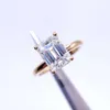 Anel de noivado com corte esmeralda GRA 3CT 18K ouro diamante moissanite