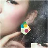 Dingle ljuskrona 1pair mode geometrisk målning akrylörhängen för kvinnor godis färg stud korea smycken gåva 2021 droppe dhgarden dhsps