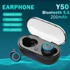 Y50 Bluetooth Kulaklık Açık Spor Kablosuz Kulaklık 5.0 Şarj Kutusu Ile Güç Ekran Dokunmatik Kontrol Cep Akıllı Cep Telefonu için Kulaklık Kulakiçi