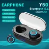 Y50 Bluetooth-hörlurar för utomhussport trådlöst headset 5.0 med laddningsfack Power Display Touch-kontroll hörlurar hörlurar för mobil smart mobiltelefon