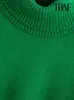 Kobiety swetry Traf Women Fashion z żebrowanym wykończeniem luźne dzianinowe sweter vintage wysoki szyk Długie rękawy pullover eleganckie topy 231115