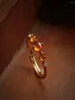 クラスターリング女性用ヴィンテージオレンジリングゴールドメッキ積み重ね可能な繊細な調整可能なガーネットブライドメイドジュエリーギフト