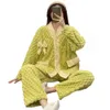 Women's Sleepwear Women's Flannel Long-Sleeve Button Front Shirt and Pant Pajamas Set Warm Soft Lounge Sleepwear Top Pj Pants with Pockets S-XL 231115