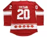 PERSONALIZZATO Mens 20 Vladislav Tretiak 24 Sergei Makarov Vintage 1980 CCCP Russia Home Red Stitched Hockey Jersey Doppia cucitura Nome e numero