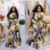 Ethnische Kleidung Chiffon-Druck Dashiki Afrikanische Kleider für Frauen Kaftan Elegantes Kleid Damen Langarm Maxi Boho Kleid Boubou Africain Femme