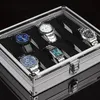 Watch Boxes Cases 12 Girds Quality Wrist Watch Box Metal Aluminum Alloy Watches Storage Clock Holder Box Jewelry Collection Display Gift Case 231115