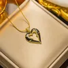 Pendant Necklaces Hollow Heart Necklace Stainless Steel Colored Enamel Flame For Woman In Vintage Jewelry Coeur Flamme