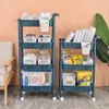 Hooks 3-4 Tier Rack Cart Wheels Rolling Storage Trolley Mobiele keuken Badkamer Tuime wandplank Living Pantry Kast Organisator