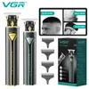 Aparador de cabelo vgr t9 masculino clipper profissional máquina corte metal display led barbeiro elétrico para homem v009 231115