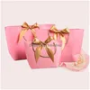 Gift Wrap Present Box For Pajamas Clothes Books Packaging Gold Handle Paper Bags Kraft Bag With Handles 28X9X20Cm Lx1153 Drop Delive Dhdf2