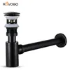 Drains ROVOGO Bathroom Sink Stopper P-Trap Adjustable Bottle Trap Solid Brass Kit Tube with Pop Up Black 230414