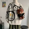 Heren Truien Koreaanse literatuur kunst coltrui mannen herfst winter luie stijl gebreide trui cartoon duivel print wollen kleding truien Q231115