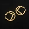 Femmes Hoop Boucles D'oreilles Premium Or Diamant Boucle D'oreille Designer Boucle D'oreille Créoles De Luxe Marque Lettre Conception Boucles D'oreilles F Bijoux De Mode Avec Boîte