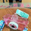 Bottiglie d'acqua per bambini da 400 ml Fotocamera creativa Bicchiere di plastica Rete rossa Cartone animato Paglia Bere Studente Tazze portatili