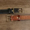 Bälten 3.8 cm Mensbälten Luxury Retro Supertjock äkta läderbälte Ceinture Designer Brass Belt Buckle Men's Belt för jeans 231115