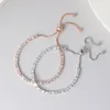 Link Armbanden Eenvoudige Tennisarmband Voor Vrouwen Gift Kpop Zirkoon Rose Goud Kleur Handgemaakte Bruiloft Verstelbare Ketting Sieraden H028