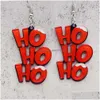 Charm Christmas Acrylic Earrings Fashion Cartoon Design Asymmetric Xmas Tree Charm Dangles Hohoho Letter Star Snowman Snowflake Santa Dhrw2