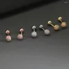 Boucles d'oreilles simples, petits micro pavés, boule ronde en CZ, tendance, barre à vis en acier inoxydable, manchette d'oreille, Cartilage, bijoux