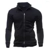 Herrjackor 2023 Mens Winter Tratt Collar Jacket mode zip up kappa tröja tjock cardigan vanlig jumper topp pullover