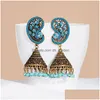 Dangle Chandelier Classic Retro Womens Leaf Rhinestone Turkish Jhumka Earrings Vintage Turkey Boho Bells Beads Tassel Drop Dhgarden Dhmp0