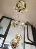 Lustres Pendentif Lumières Nordic LED Escalier En Colimaçon Ing Lustre Moderne Crysta Ball Salon Villa Loft Chambre Lampe
