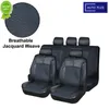 Novas capas de assento de carro universal de couro artificial com respirável Jacquard Fabric Seat Cushion Protector Tamanho universal