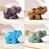 Decorative Objects Figurines 1PC Natural Crystal Rose Quartz Elephant Amethyst Obsidian Animals Stone Crafts Small Decoration Home Decor Christma 231115