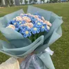 Decorative Flowers Artificial Crochet Bouquets DIY Milk Cotton Hand Knitted Flower Finished Hand-Woven Festival Handicraft Home Deco