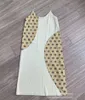 Robes décontractées Ferentino Soie Slip Dress Bretelles Spaghetti Contraste Imprimé Patchwork Midi Pour Femme TOP QUALITYCasual