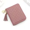 Wallets Rivet Women's Wallet Short Solid Color Zipper Coin Purses Female Tassel Pu Leather Card Holder Ladies Mini Clutch Money Bag