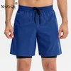 Running Shorts Men Fitness Double-Layer Sports Two-Piece Tight Fit High Bounce Basketball Quick Dry Breatble Gym Sportswear