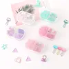 16pcs schattige transparante push-pin kurk nagel 7 pc's bindmiddelclip 25pcs paperclips kawaii roze lichtblauwe kleur bladwijzers