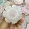 Decorative Figurines Beautiful Natural Rose Quartz Crystal Gemstone Flower Meditation Healing Chakra Handmade Pink Lotus Home Decoration