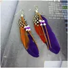 Dangle Chandelier 1Pair Summer Colorf Tassel Dangling Earrings Feather Leather Beads Feathers Womens Fashion Jewelry Drop D Dhgarden Dhm0X