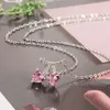 Pendentifs Rose Zircon Coeur Cerise Collier Pour Femme Polyvalent 925 Argent Fille Bijoux Doux Quotidien Trajet Collier Chaîne KOFSAC