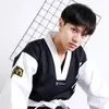 Equipamento de proteção uniforme de taekwondo para iniciantes wt preto branco dobok tae kwon do mma artes marciais karate ternos bordados 231115