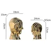 Dekorativa objekt Figurer Abstrakt Figurskulptur Ceramic Geometric Head Fringe Golden Man Alien Dekorativa figurer Hem Dekoration Tillbehör 231115