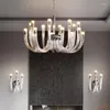 Chandeliers Modern Minimalist Living Room U-shaped Glass Chandelier Designer Creative Light Luxury Bedroom Personality Art Lamp