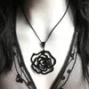 Pendant Necklaces Black Rose Gothic Necklace Acrylic Tribal Tattoo Style Outline Romantic Valentine Alternative Bride Wedding