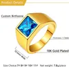 Wedding Rings U7 Men Personalized Signet Rings Stainless Steel Ring with Square Gemstone Birthstones Size 7-14 231114