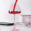 Copos de vinho 2 peças flamingo rosa dourado 500ml sala de jantar francesa champanhe arte de vidro vermelho grande barriga degustação festa coquetel chanfrado cálice