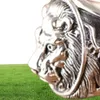 925 Sterling Silver Lion Head Punk Punk Pink Women Men Ring0126470662