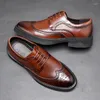 Dress Shoes Vintage Brown Business Office Men's High Quality Genuine Leather Women's Lace Up Casual Baroque Black