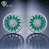 Stud Oorbellen LXOEN Groene Ronde Druzy Met Marquise Zirconia Oorstekers Voor Vrouwen Oorbellen Gift Pendientes Sieraden Bijoux