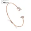 Chain DOREMI Custom Letter Bracelet Baby bangle Zirconia Pave Setting Initial bracelet Child Adult size for Unique Cuff JewelryL231115