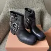 Bottes courtes M haute édition 2024, nouvelle collection automne/hiver avec boucle de ceinture à talon épais, bottes Martin en cuir véritable pour femmes, bottes en Denim occidentales