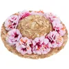 Vêtements pour chiens Décorations florales Chapeau de paille Chinchilla Fleurs Pet Tissé Accessoires d'été pour chiens