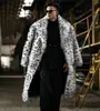 Men's Fur Faux Leopard Men Winter Thick Hooded Coat Jacket Long Sleeve Warm Luxury Black Parkas Bontjas Furry Shaggy Outerwear 231114